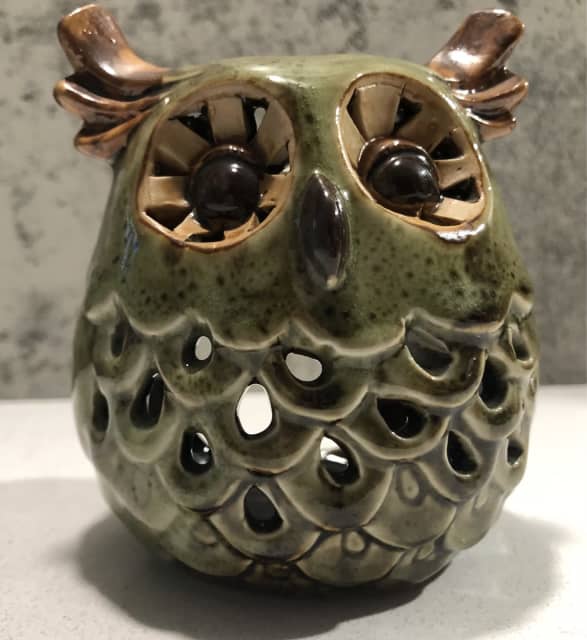 Olive Green Ceramic Owl Votive Candle Holder Decorative Accessories