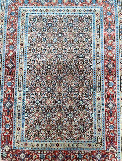 Pure Wool Allover Herati Design Hand Knotted Persian Birjand Rug X