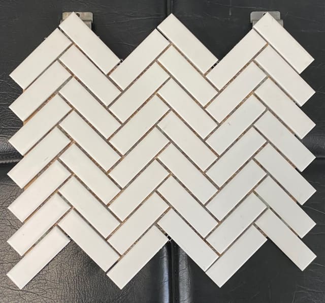 Matt White Herringbone Porcelain Mosaic Tile Building Materials