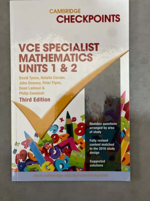 Cambridge Checkpoints Vce Specialist Maths Units By David Tynan