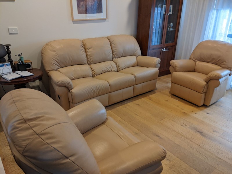 3 seat sofa (2 reclining) and 2xreclining chair leather set62863407354882114