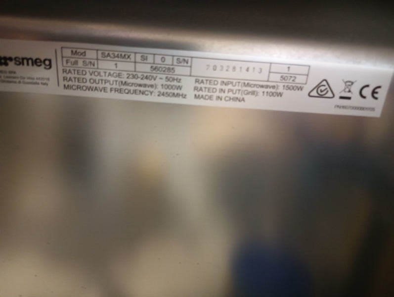 Smeg microwave 63017321547265112