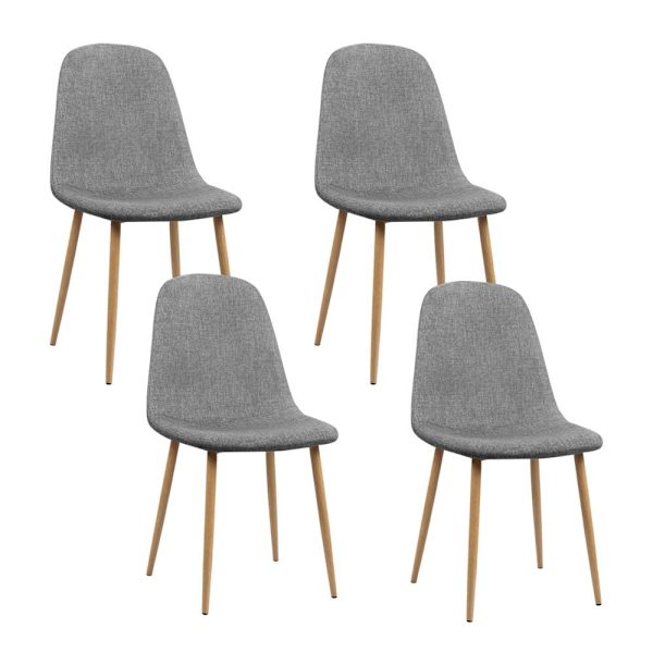 Dining Chairs Set of 4 Linen Curved Slope Grey62866849275393113