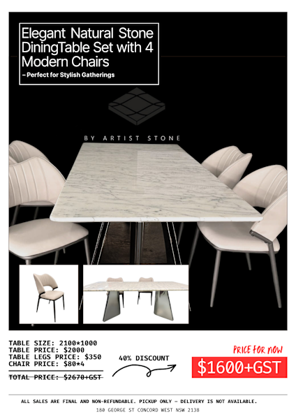 Elegant Natural Stone Dining Table Set for Sale - Byartist Stone62863383209859119