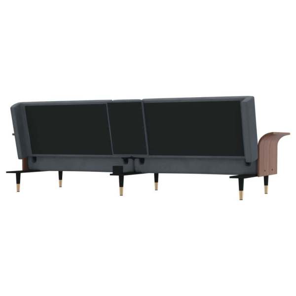 Sofa Bed with Cup Holders Dark Grey Velvet62863383285763114