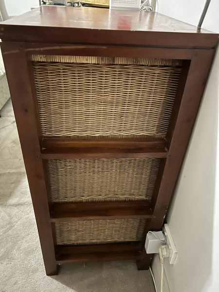 Solid wood and 3 cane 3 drawers62863840868099111