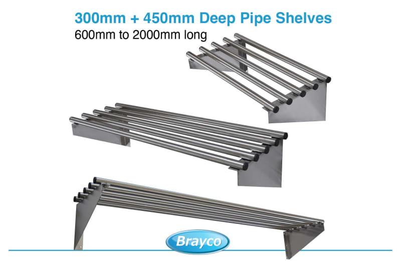 Wall Shelves  Pipe or Solid - Stainless Steel62863411499521114