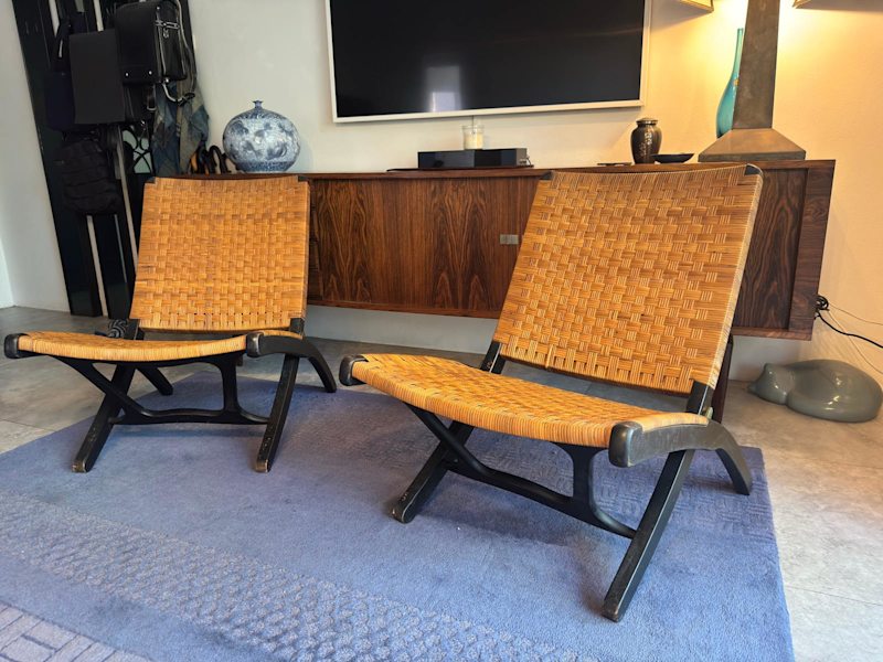 Mid century Japanese folding cane armchairs 62863380201473111