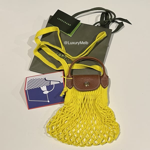 Longchamp Le Pliage Filet Crossbody Bag XS Yellow Lemon New