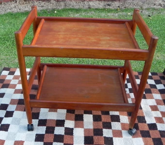 Mid Century Modern Retro Maple Drink Tea Trolley On Wheel62863412691074111