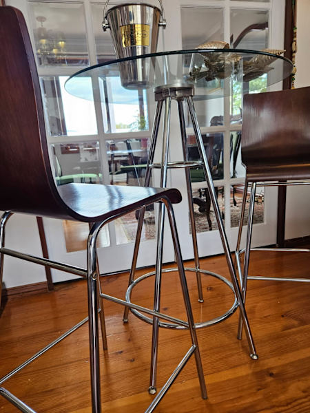 Round table and chairs set (3 items) made in France from 70s - 80s62863406200321112