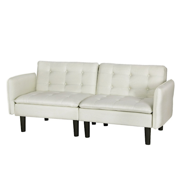 Sofa Bed 3 Seater Tufted Faux Linen Beige62863378132225111