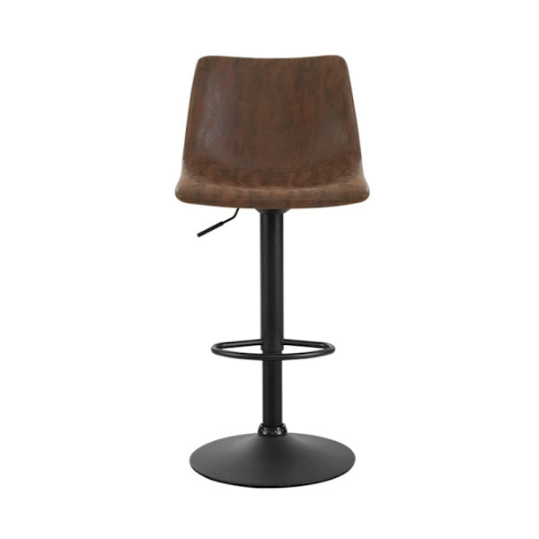 2x Bar Stools Vintage Leather Swivel Gas Lift Brown62864723457026111