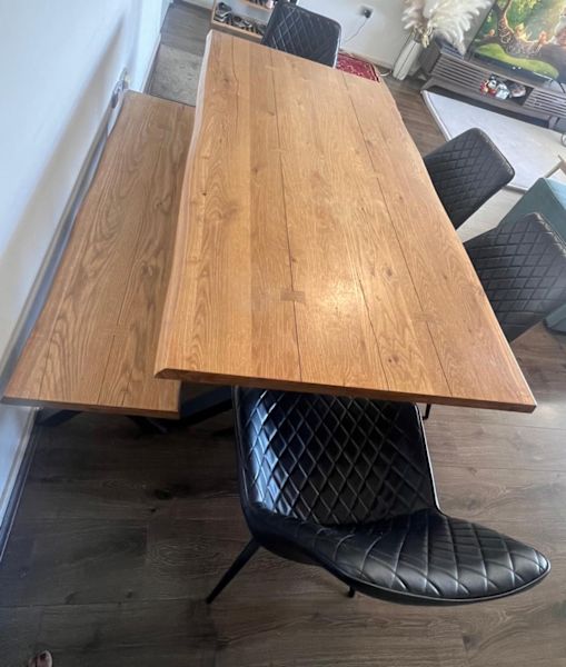 Modern 6-Piece Dining Set - Solid Wood & Black Chairs62863411975043111