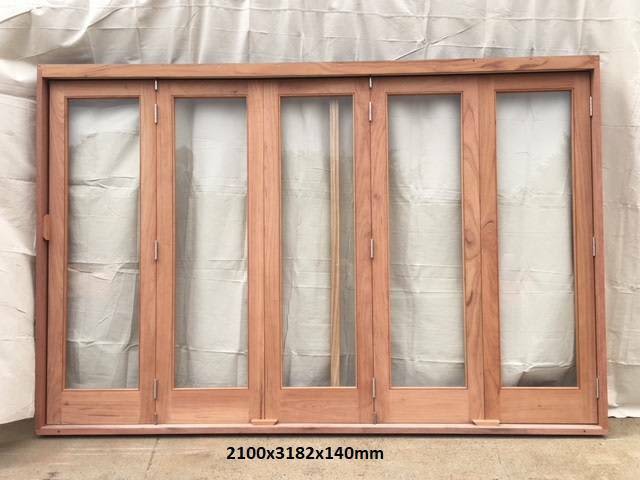 5 Panel Solid Timber BIFOLD DOORS 2100x3182x140mm - $293063007687422338110