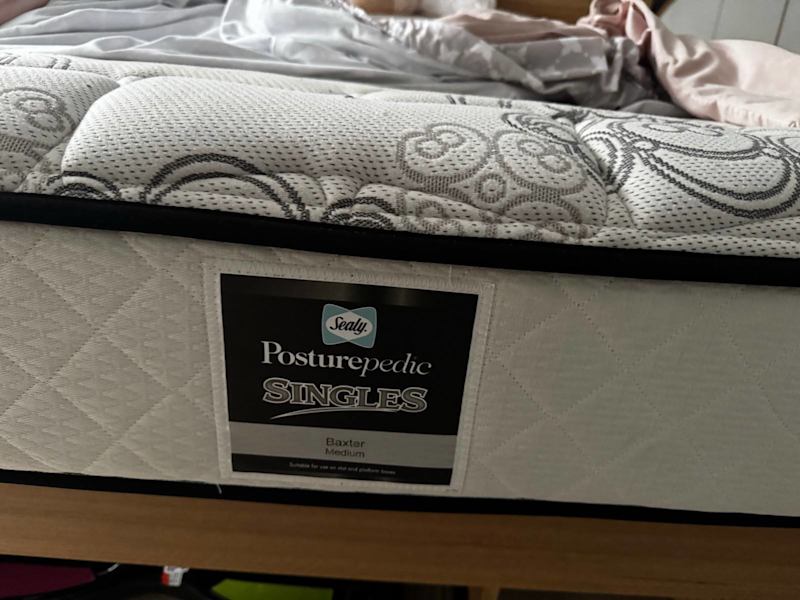 King single metal frame bed - cream62866849467649112