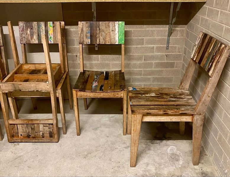 6 Rustic Wooden Dining Room Chairs62929669360513111