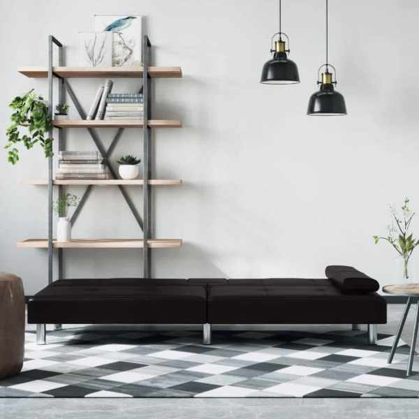 Sofa Bed with Cup Holders Black Faux Leather62863411665025114
