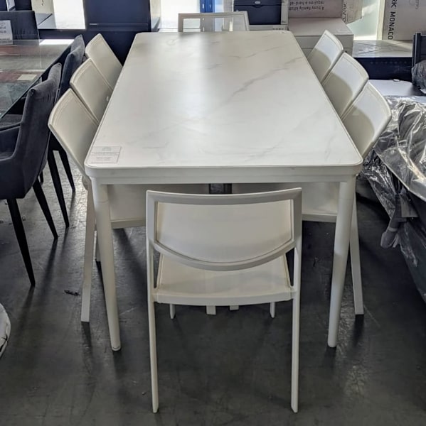 NEW 9CS DINING SET WITH GLASS TOP + MATCHING CHAIRS-$329962863412313601111