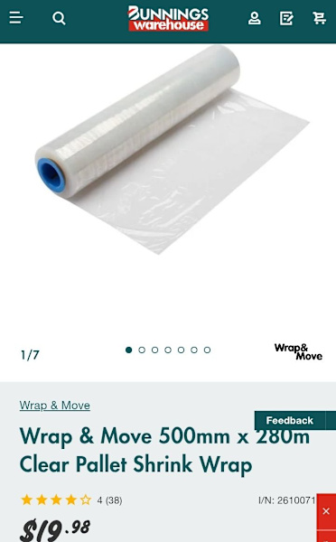 Used Wrap & Move 500mm x 280m Clear Pallet Shrink Wrap63443808393601110