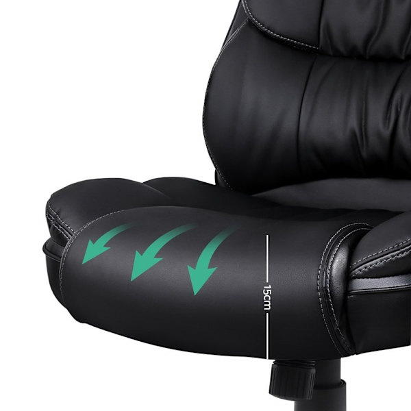 8 Point Massage Office Chair Heated Seat PU Black62863383067265114