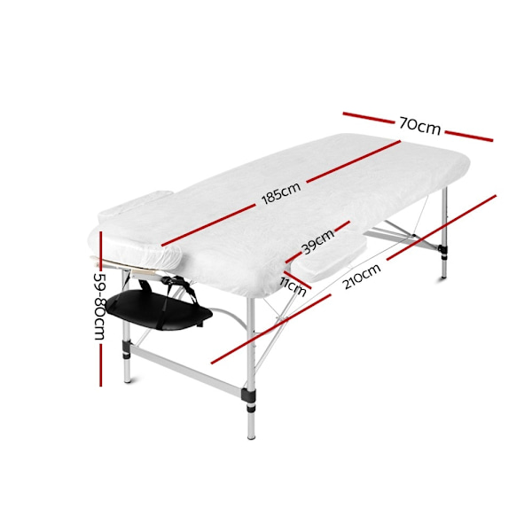 Massage Table 70cm Portable 3 Fold Aluminium Beauty Bed Black62863375751682112
