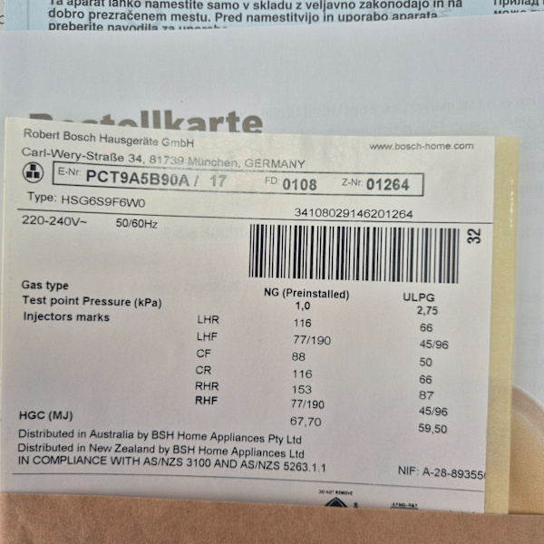 Bosch Gas Hob 90cm Current Model63019537928195112