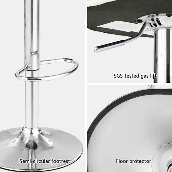 4x Bar Stools Adjustable Leather Padded White62863384505217114