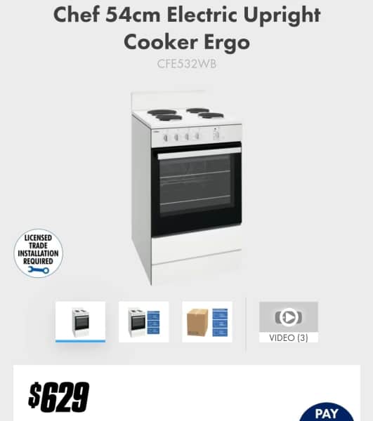 Chef Free standing 54cm Electric 63022633340803111