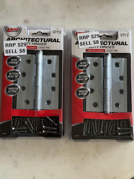 NEW ARCHITECTURAL BUTT HINGLES 100 X 75 LOOSE PIN RRP $2963440136586882110