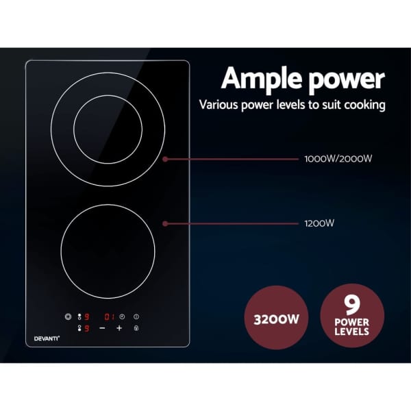 Electric Cooktop 30cm Ceramic Touch Control 3-Zone LED Display63019993577346114