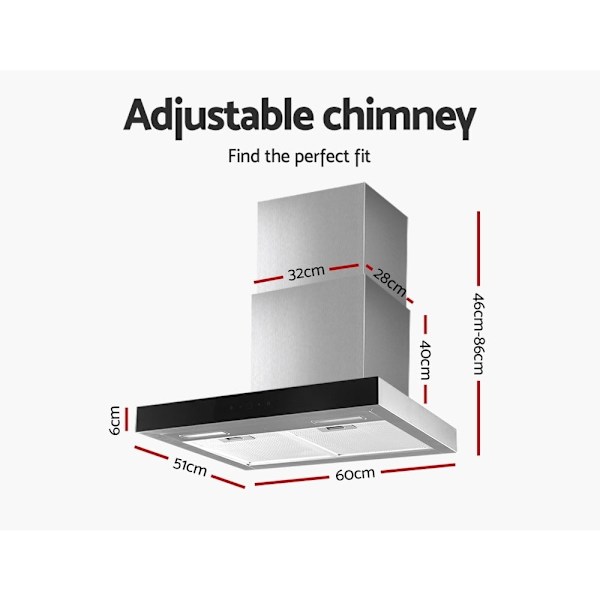 600mm Range Hood 60cm Rangehood Glass Stainless Steel63021283089793111