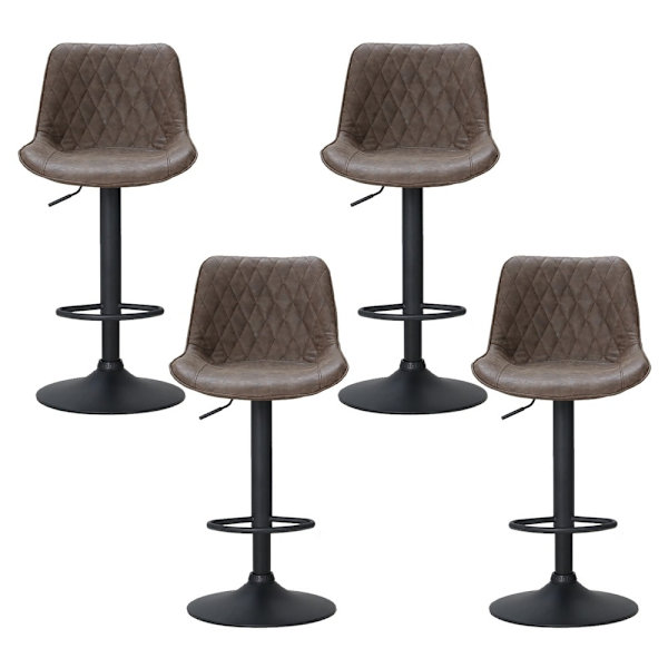 4x Bar Stools Gas Lift Vintage Leather Brown62863384801794111