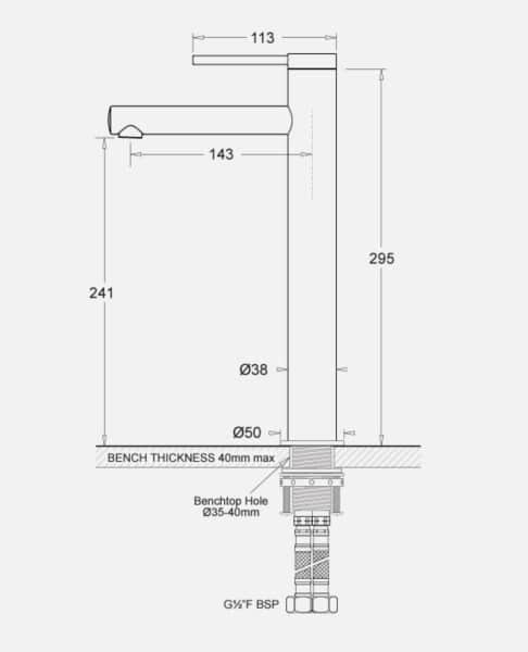 Johnson Suisse Venezia Extended Basin Mixer Chrome JTV223CH63439506947715111