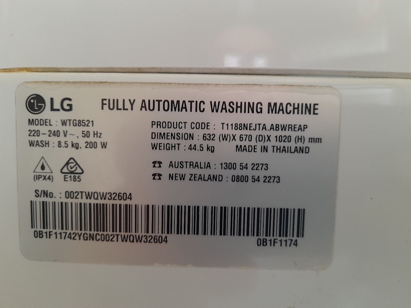 LG washing machine 8.5 kg smart inverter 63612126322177113