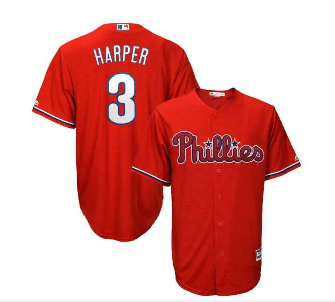 Bryce Harper Philadelphia Phillies Majestic MLB Authentic Name & Number  Pullover Hoodie - Red