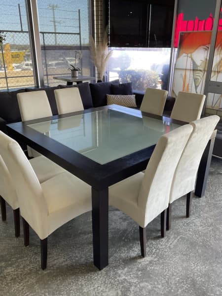 small black glass dining table