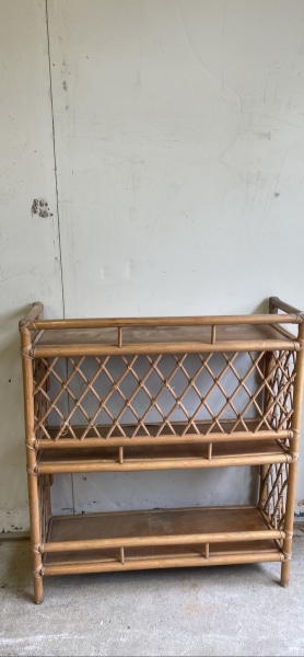 Vintage bamboo cane crosshatch bookshelf - solid62863381288577111