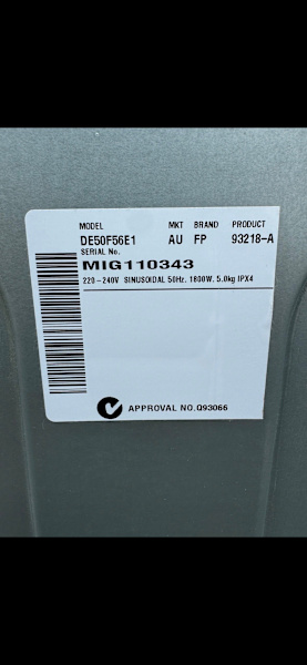 Fisher Paykel 5KG Dryer Model: DE50F56E1  63022634890754112