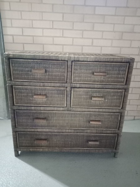 1950-1970s Mid century modern wicker and bamboo chest of drawers62863408169858113
