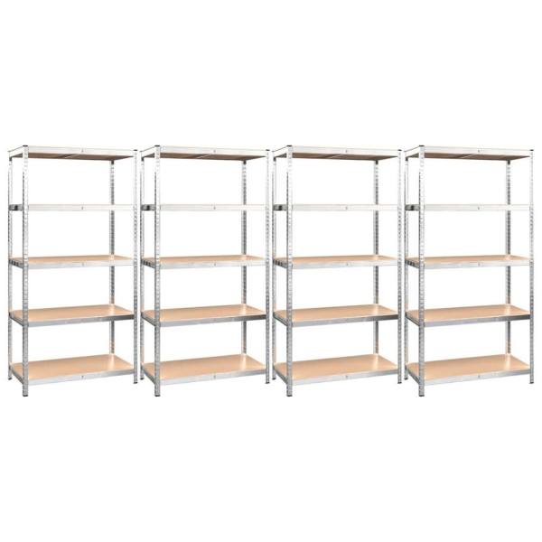 5-Layer Shelves 4 pcs Silver Steel&Engineered Wood62866849346434111