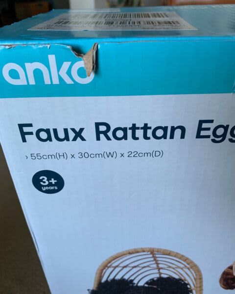 anko faux rattan egg chair