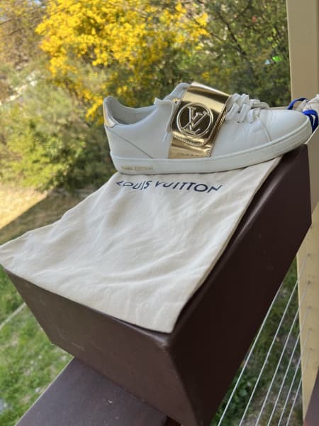 Louis Vuitton White/Gold Leather Frontrow Sneakers Size 37 Louis