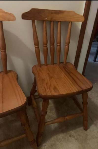 4 quality 1970’s solid Pine dining chairs - no screws or nails 62866849322115113