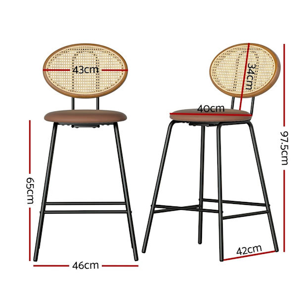 2x Bar Stools PU Leather Stools Brown62863377737345112