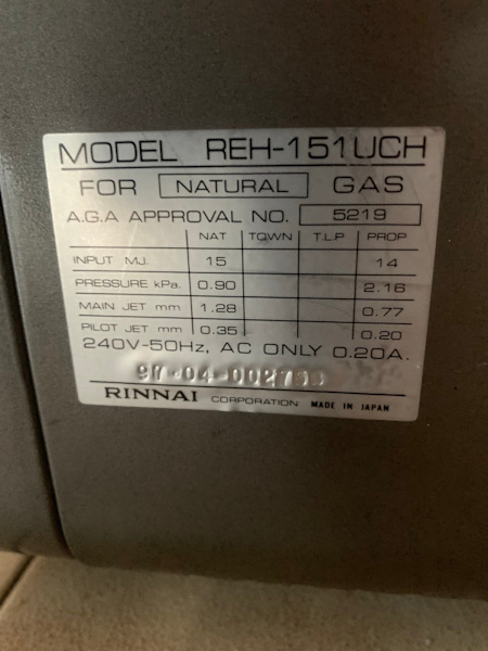 Rinnai natural gas heater Titan MK1163470145380481112