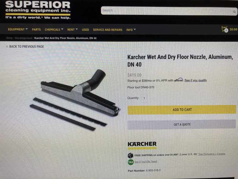 Karcher wet and dry floor nozzle630133492243211118