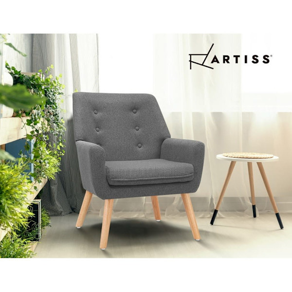 Armchair Linen Fabric Grey Charcoal62863377267969112