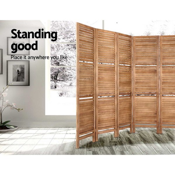 8 Panel Room Divider Screen 326x170cm Shelf Oak62863410284417113