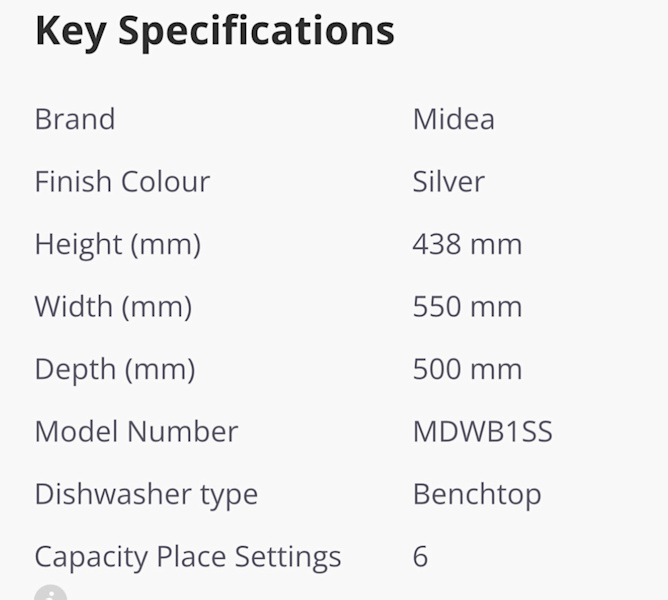 Midea countertop benchtop  dishwasher  MDWB1SS Very Good Condition 63021730863619111